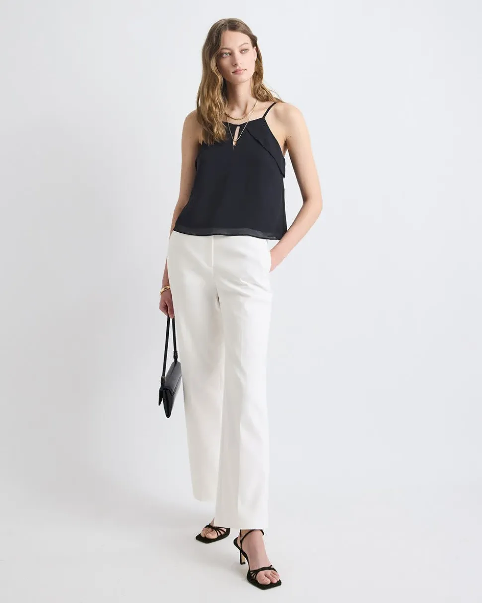 Sleeveless Crew-Neck Chiffon Blouse