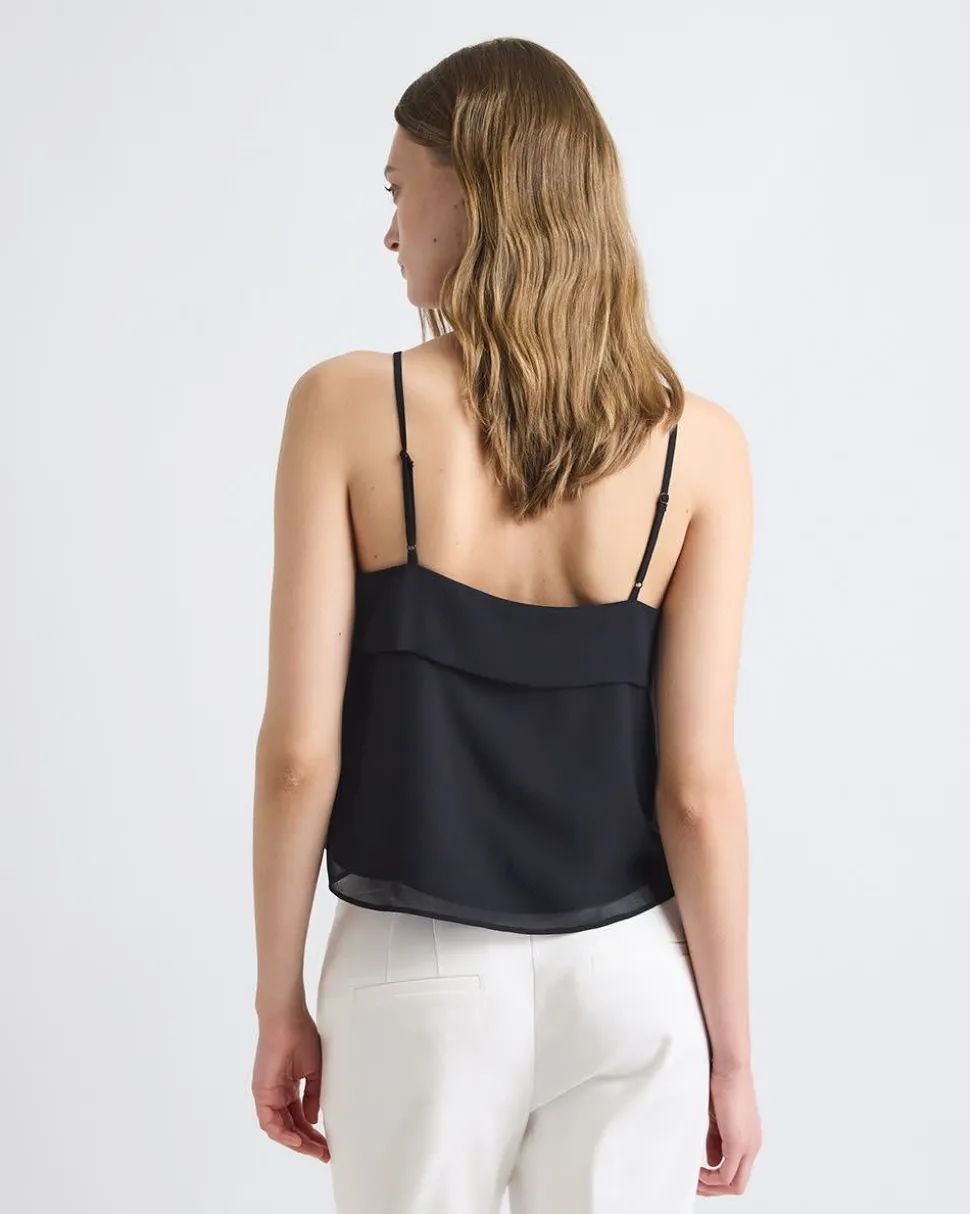 Sleeveless Crew-Neck Chiffon Blouse