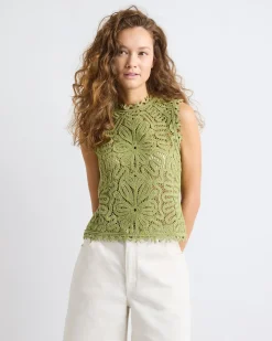 Sleeveless Crew-Neck Crochet Top