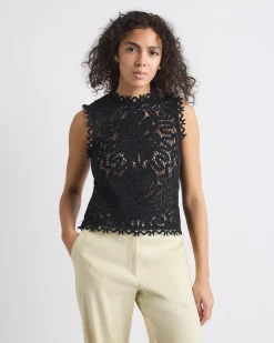 Sleeveless Crew-Neck Crochet Top