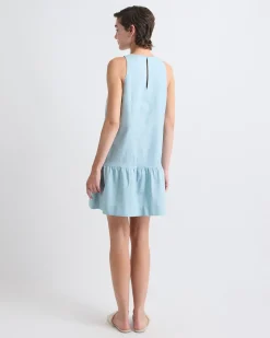 Sleeveless Crew-Neck Linen-Blend Shift Dress