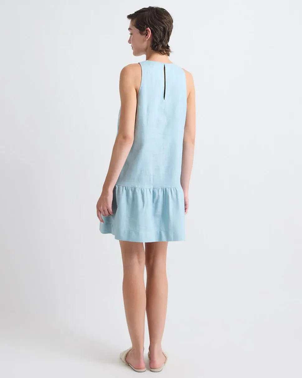 Sleeveless Crew-Neck Linen-Blend Shift Dress