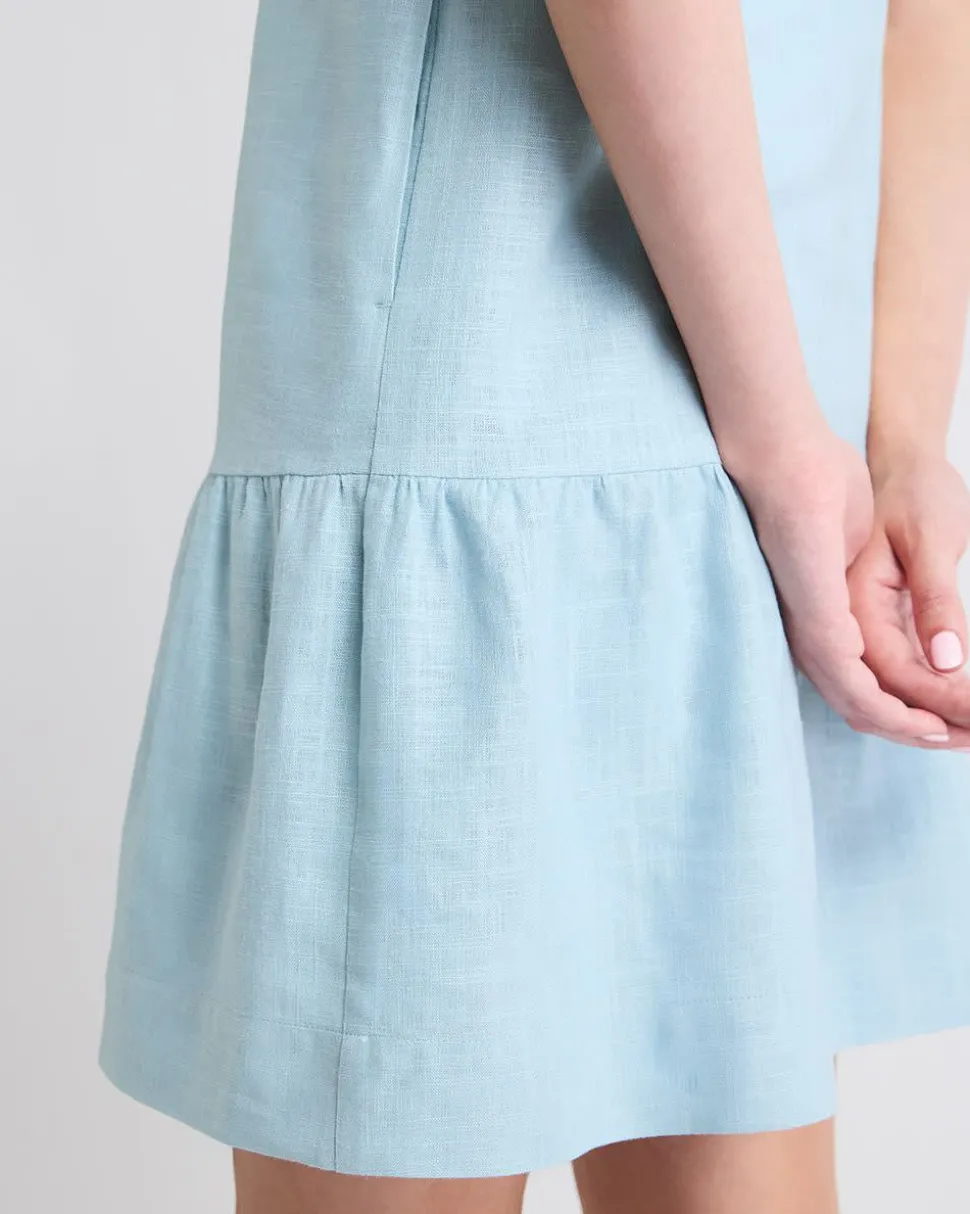Sleeveless Crew-Neck Linen-Blend Shift Dress