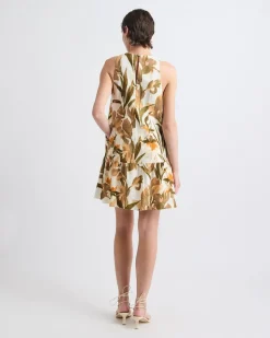 Sleeveless Crew-Neck Linen-Blend Shift Dress