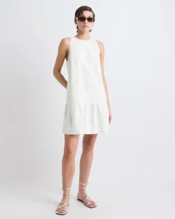 Sleeveless Crew-Neck Linen-Blend Shift Dress