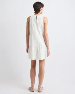 Sleeveless Crew-Neck Linen-Blend Shift Dress