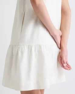 Sleeveless Crew-Neck Linen-Blend Shift Dress