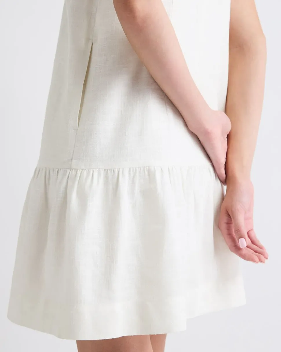 Sleeveless Crew-Neck Linen-Blend Shift Dress
