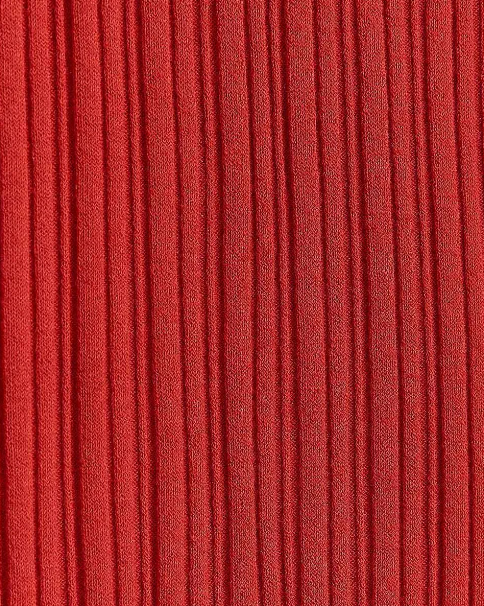 Sleeveless Crew-Neck Ribbed Buttoned-Down Top