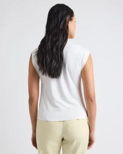 Sleeveless Crew-Neck Top with Twisted Detail