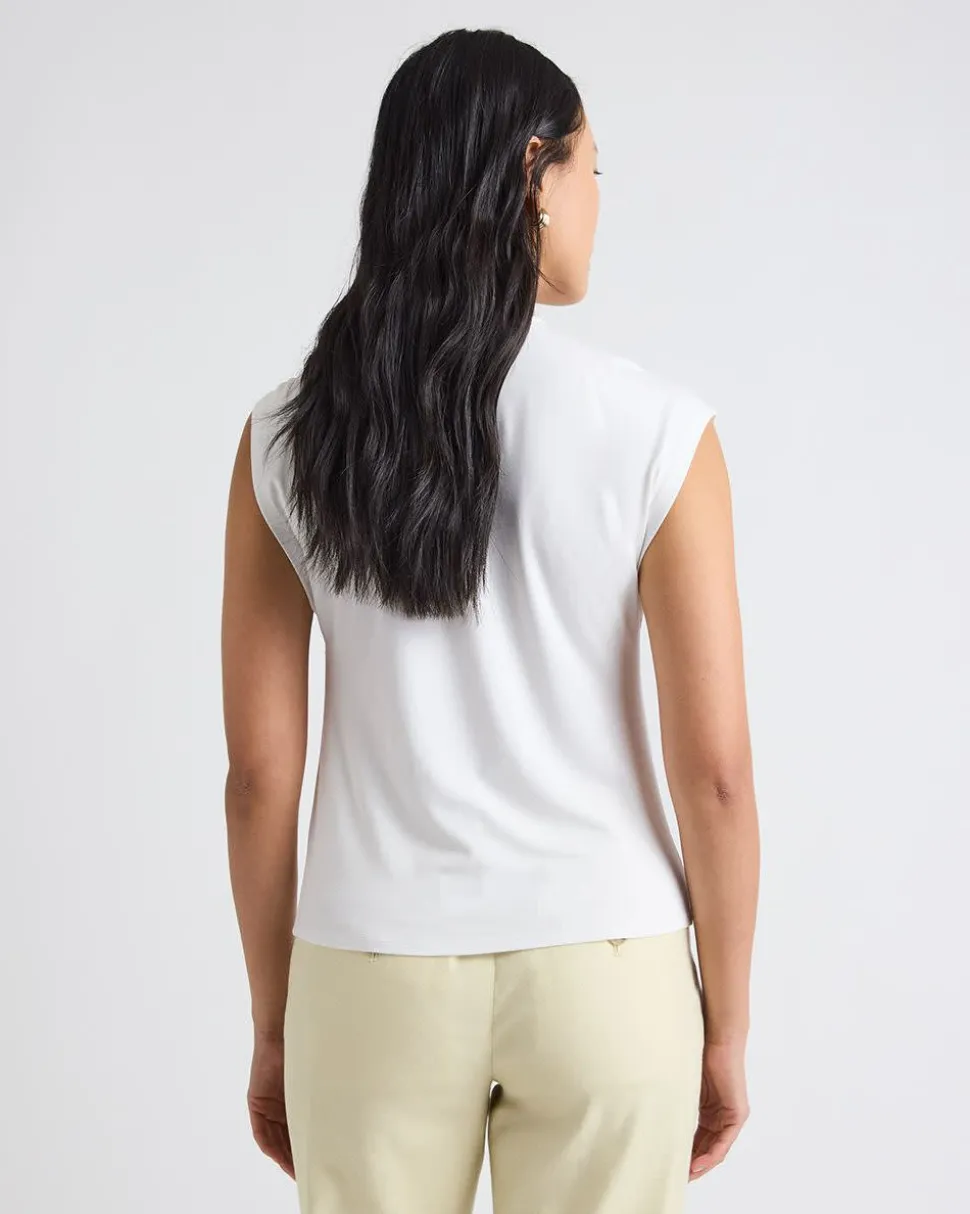 Sleeveless Crew-Neck Top with Twisted Detail