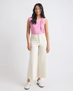 Sleeveless Crew-Neck Top with Twisted Detail
