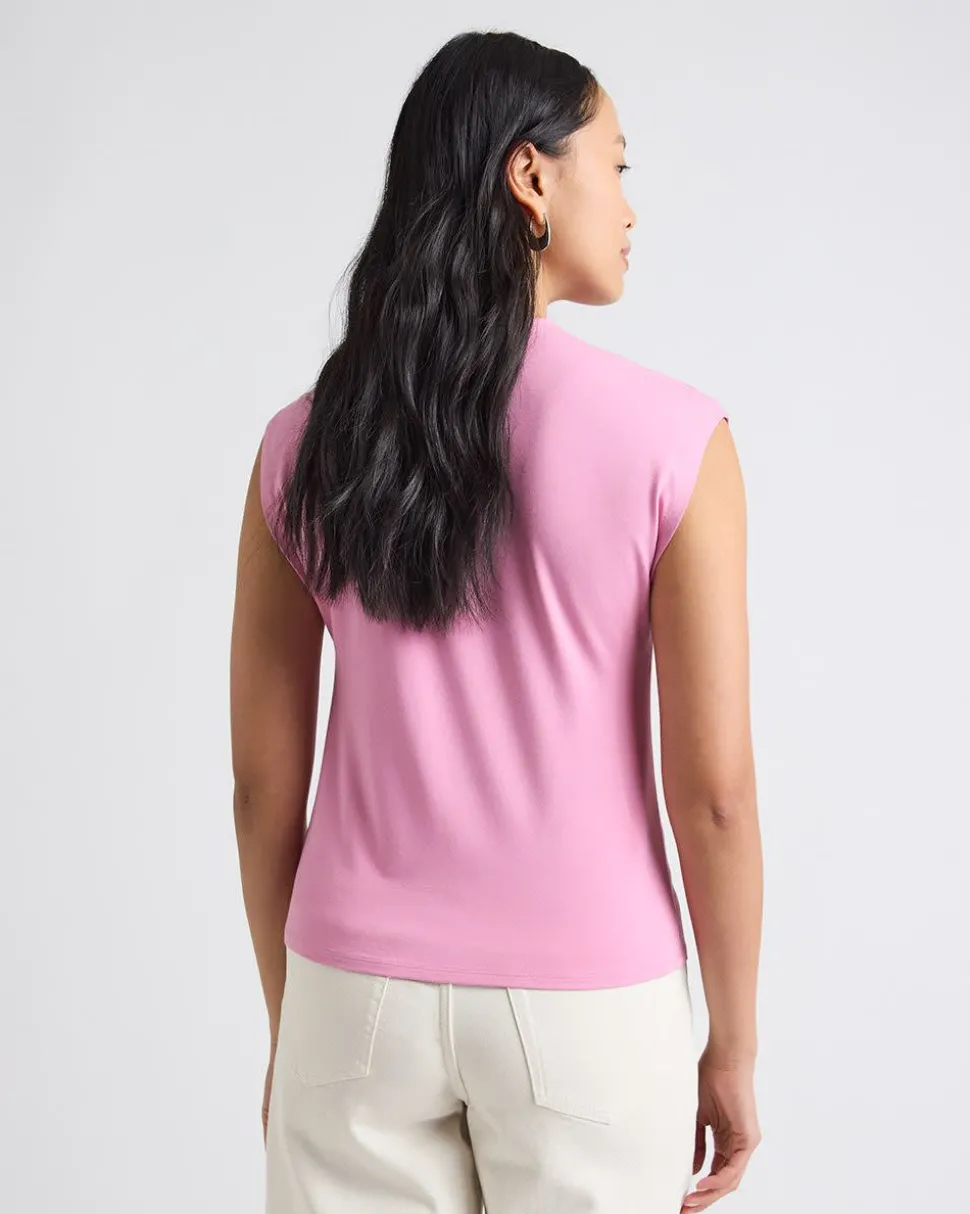 Sleeveless Crew-Neck Top with Twisted Detail