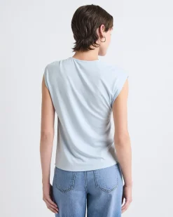 Sleeveless Crew-Neck Top with Twisted Detail