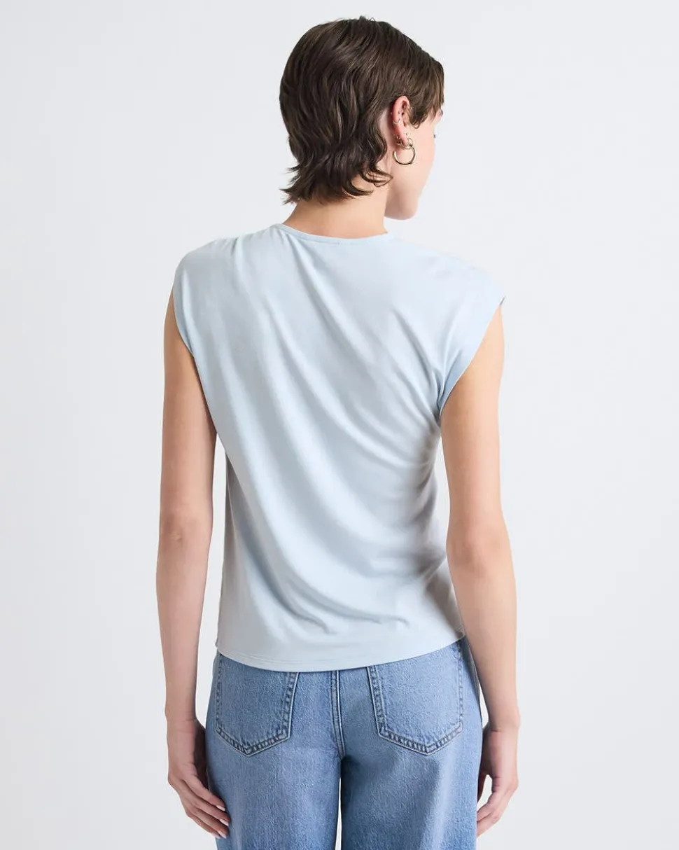 Sleeveless Crew-Neck Top with Twisted Detail