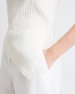 Sleeveless Crew-Neck Tunic with Asymmetrical Hem