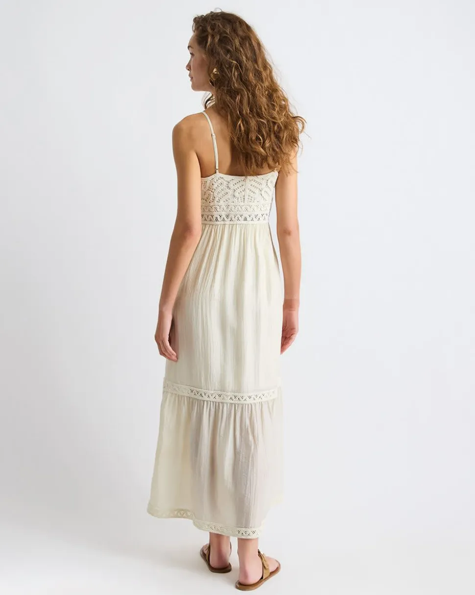 Sleeveless Crochet and Chiffon Midi Dress