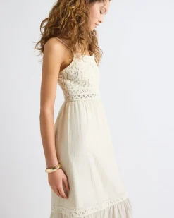 Sleeveless Crochet and Chiffon Midi Dress