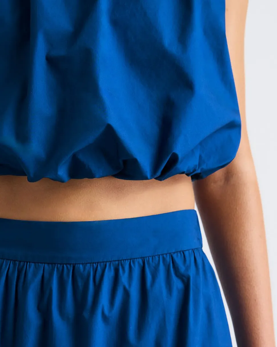 Sleeveless Cropped Bubble Blouse