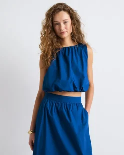 Sleeveless Cropped Bubble Blouse