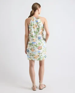Sleeveless Halter-Neck Linen-Blend Mini Dress