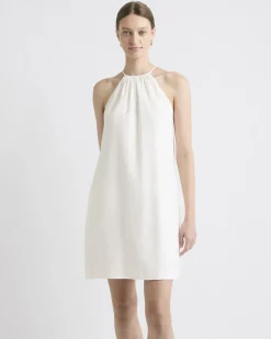 Sleeveless Halter-Neck Linen-Blend Mini Dress