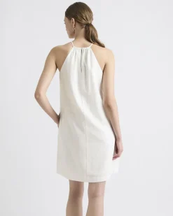 Sleeveless Halter-Neck Linen-Blend Mini Dress