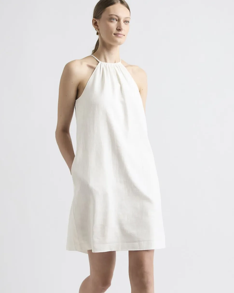 Sleeveless Halter-Neck Linen-Blend Mini Dress