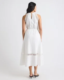 Sleeveless Halter-Neck Linen-Blend Midi Dress