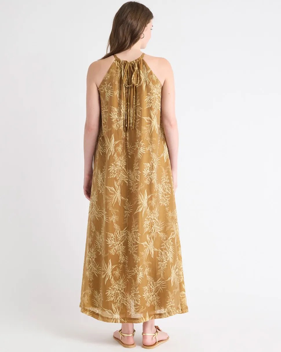 Sleeveless Halter-Neck Maxi Dress