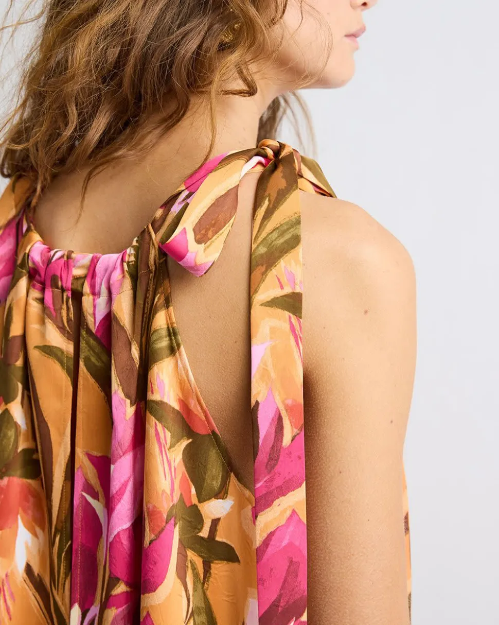 Sleeveless Halter-Neck Midi Dress