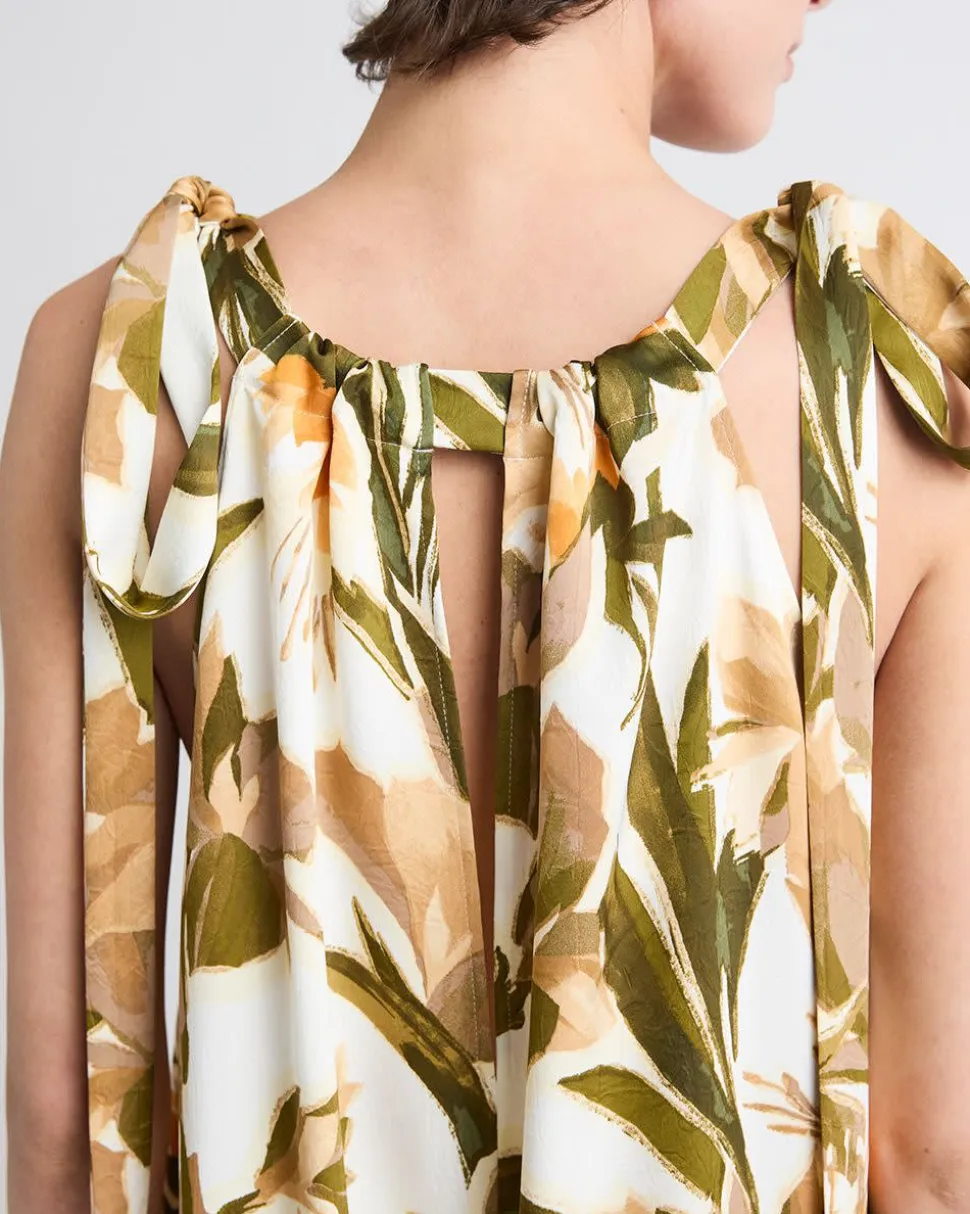 Sleeveless Halter-Neck Midi Dress