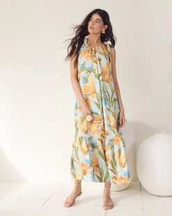 Sleeveless Halter-Neck Midi Dress