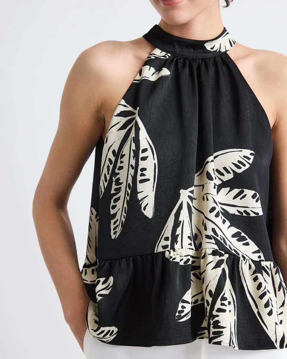 Sleeveless Halter-Neck Satin Blouse