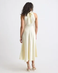 Sleeveless Halter-Neck Satin Dress