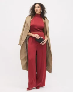 Sleeveless Halter-Neck Satin Cocktail Blouse