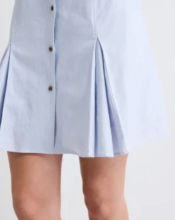 Sleeveless Linen-Blend Mini Dress with Shirt Collar