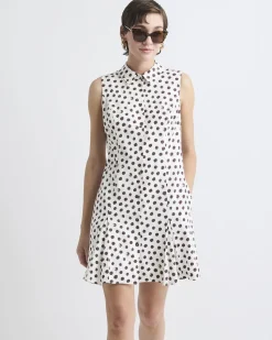 Sleeveless Linen-Blend Mini Dress with Shirt Collar
