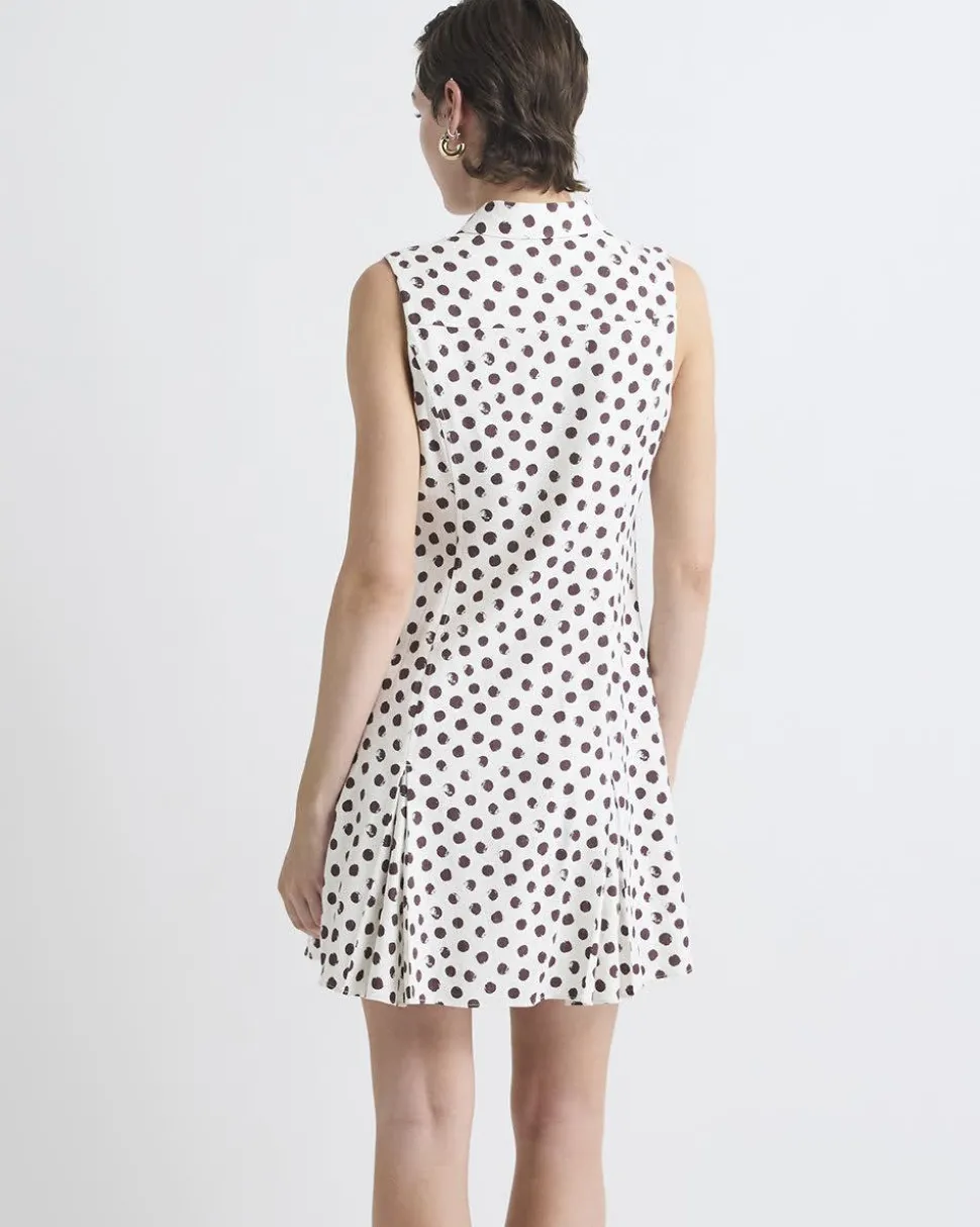 Sleeveless Linen-Blend Mini Dress with Shirt Collar