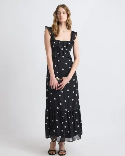Sleeveless Maxi Cocktail Dress with Ruffles