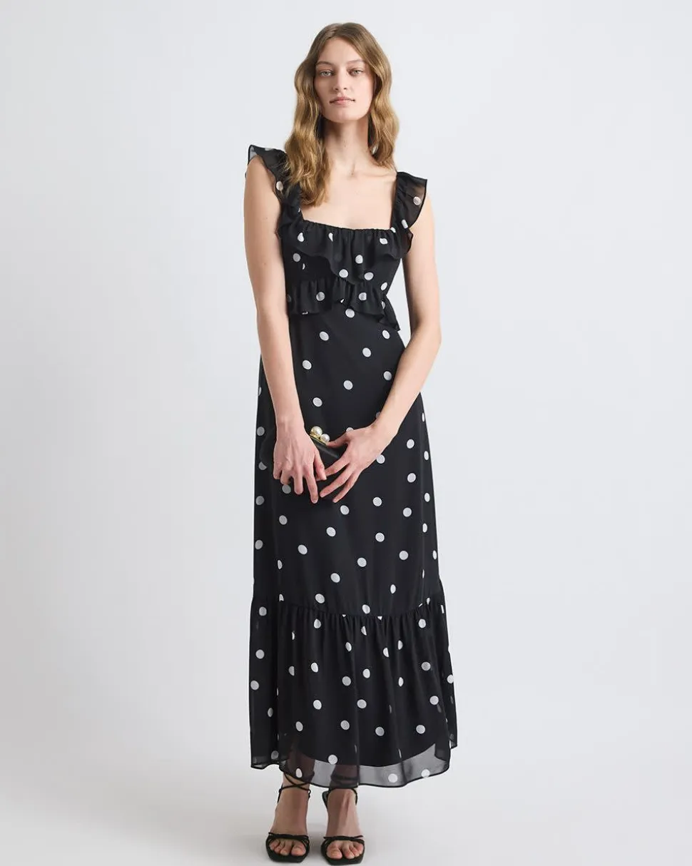 Sleeveless Maxi Cocktail Dress with Ruffles