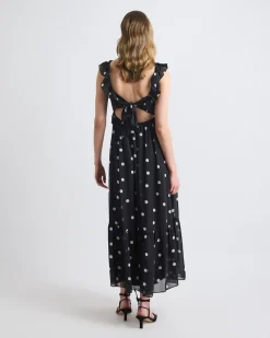 Sleeveless Maxi Cocktail Dress with Ruffles