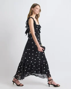 Sleeveless Maxi Cocktail Dress with Ruffles