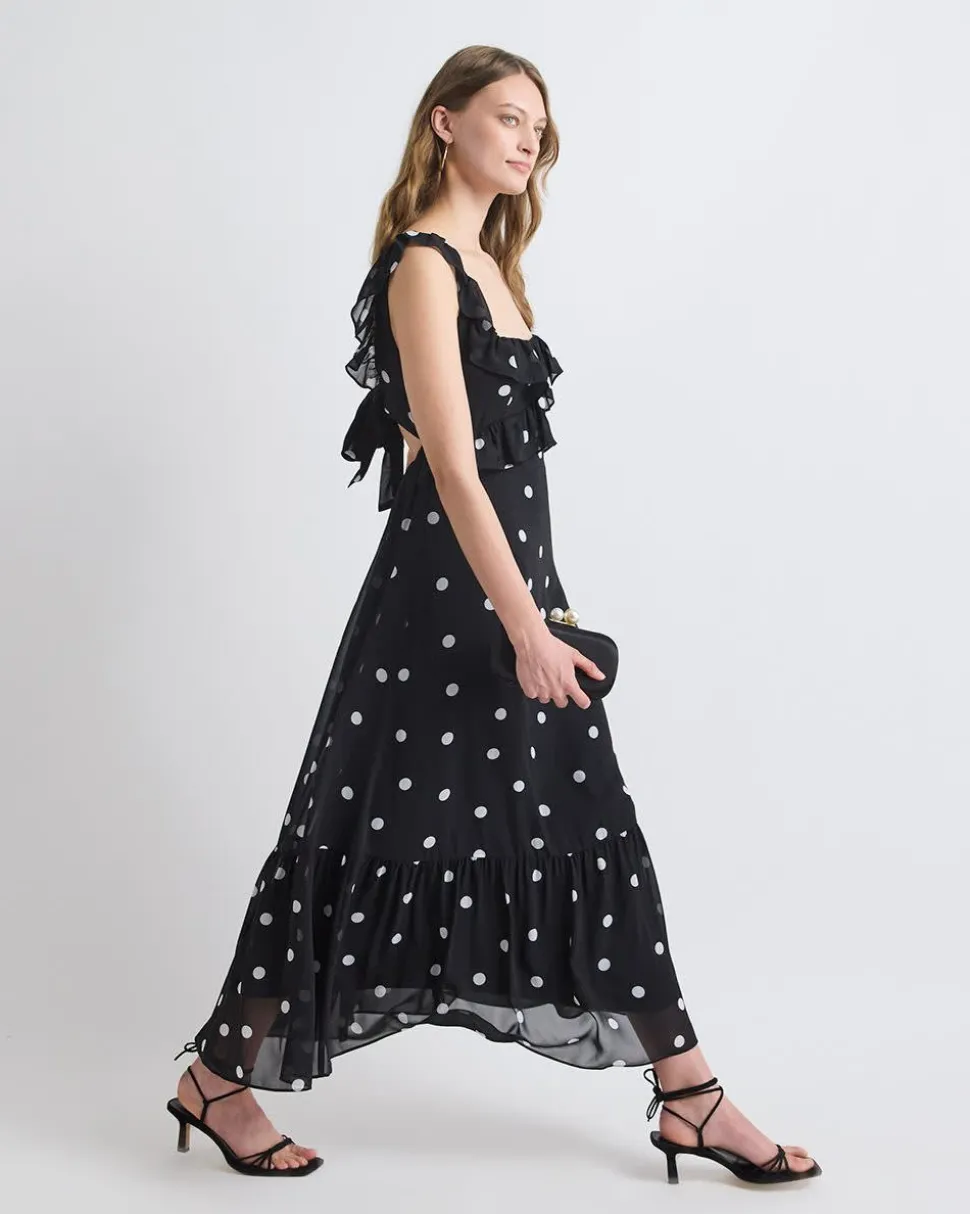 Sleeveless Maxi Cocktail Dress with Ruffles