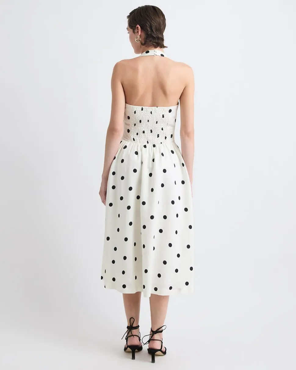 Sleeveless Midi Cocktail Dress with Halter Neckline