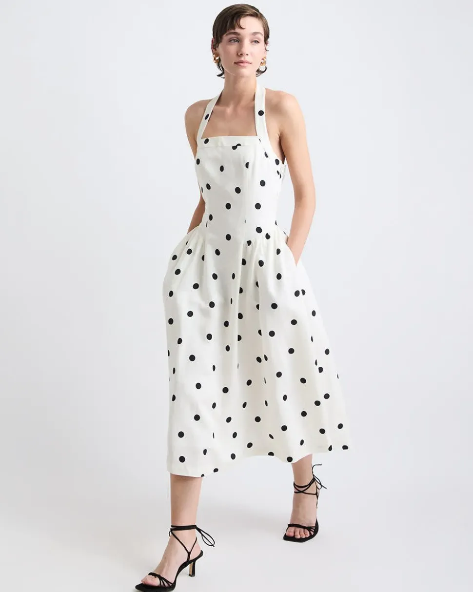 Sleeveless Midi Cocktail Dress with Halter Neckline