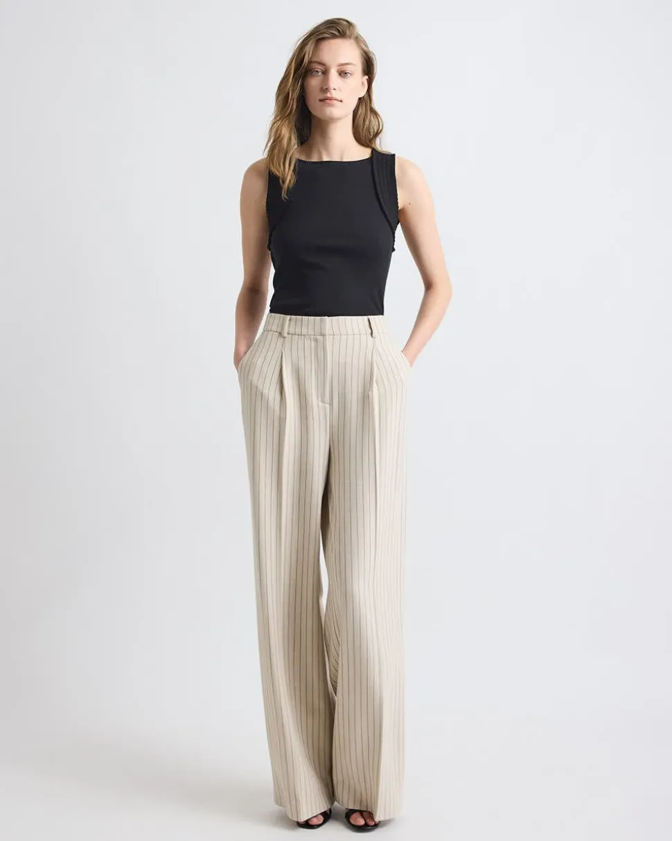 Sleeveless Mix-Media Crew-Neck Top