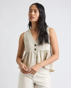 Sleeveless Peplum Blouse with V Neckline