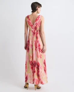 Sleeveless Pleated Chiffon Maxi Dress