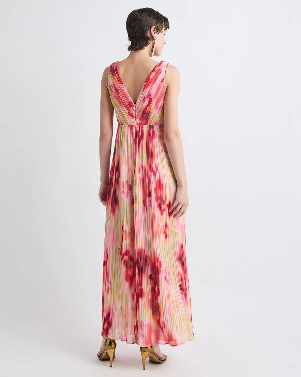 Sleeveless Pleated Chiffon Maxi Dress